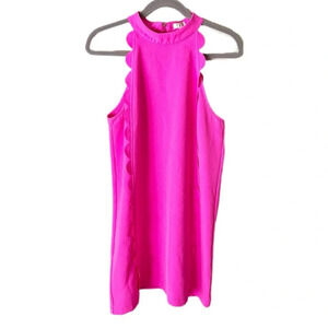 TCEC Dress Women's Large Hot Pink Scalloped Trim Mini Preppy Barbiecore